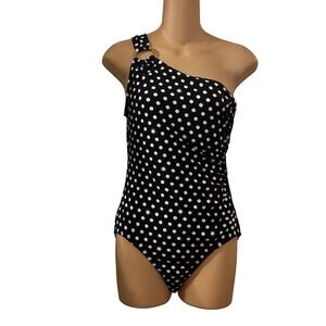 Michael Michael Kors Women's Swimsuit 10 Black Polka Dot One Piece